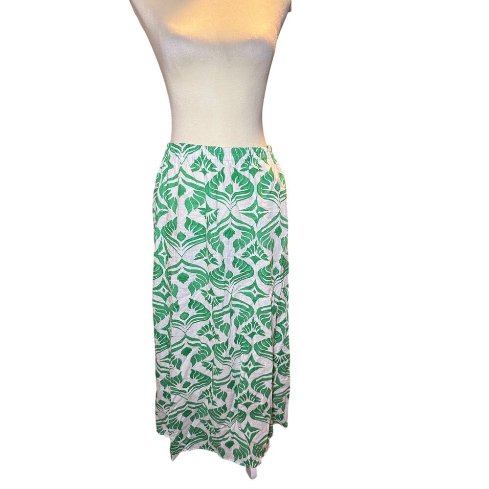 Christian Siriano New York Tropical Print Maxi Skirt, Green, Size Large
